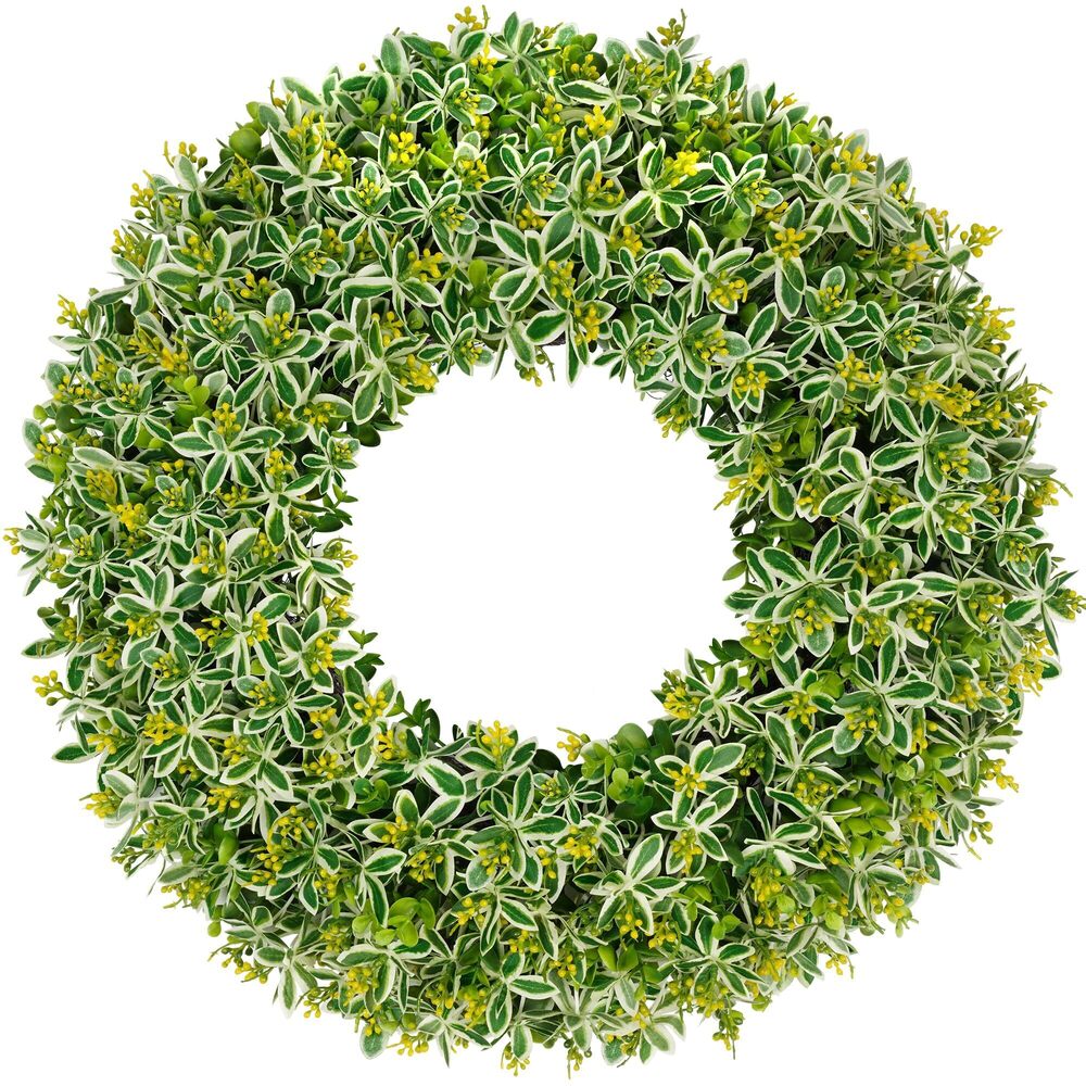 1269 19.5 inch Artificial Boxwood Wreath Front Door, Green Wreath - Picture 1 of 6